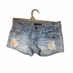 Y.X  distressed light blue pocketed jean shorts